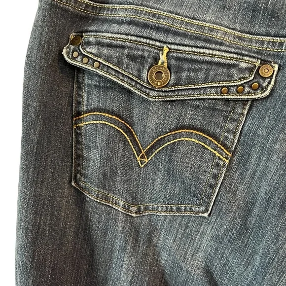 Levi's 515 dark wash bootcut jeans size 14L 32 waist 34 length back flap pocket - Picture 6 of 7